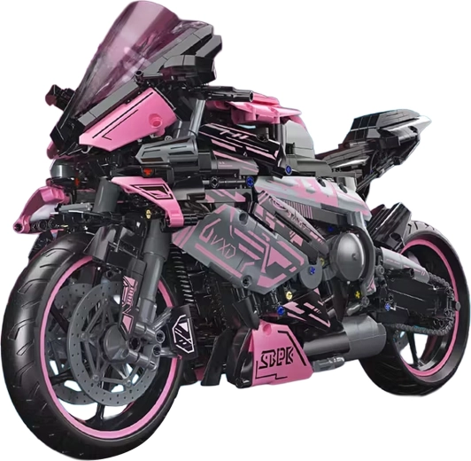 Różowy model wyścigowego motocykla, 2066 elementów