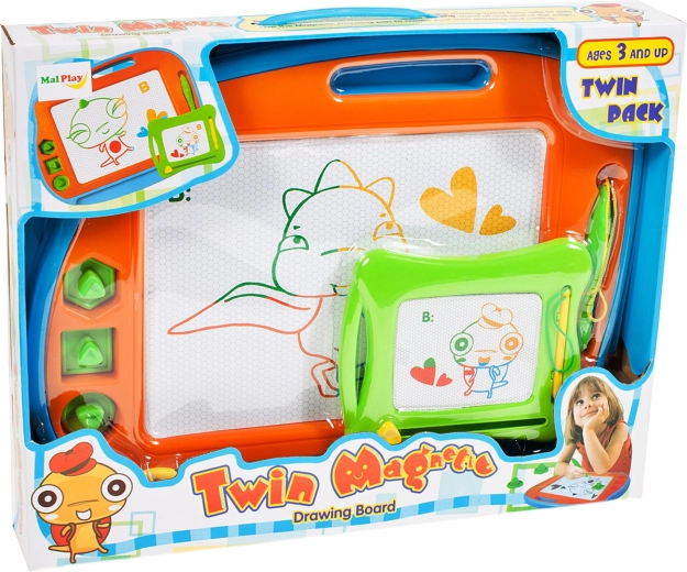 Magnetyczna tablica do rysowania 2w1 ze ścierakiem i stempelkami