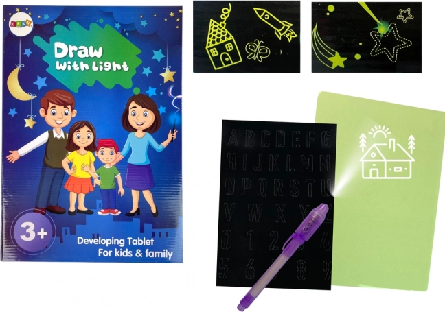 Magiczny tablet do rysowania światłem, grafika i litery