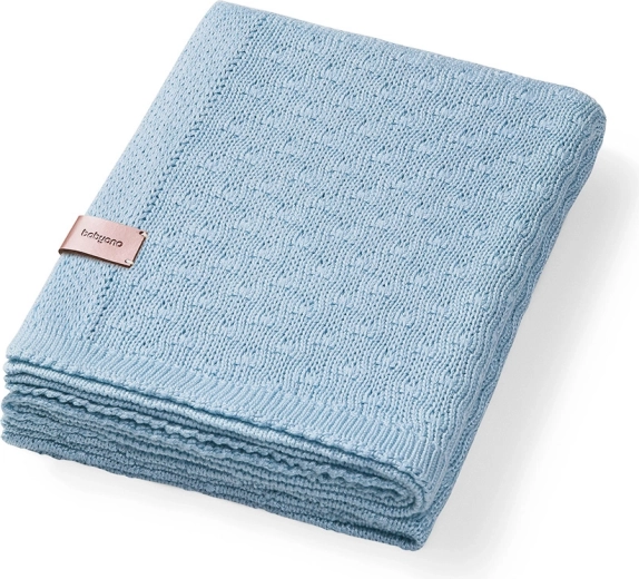 BabyOno pleciony bambusowy kocyk dla niemowląt niebieski 75 × 100 cm