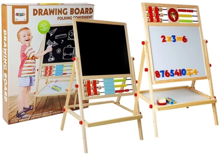 Drewniany dwustronny zegar tablicowy z magnesem