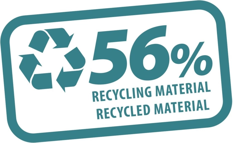 Zawiera 56% materiału pochodzącego z recyklingu