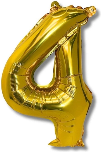 Balon foliowy cyfra 4, 40 cm, złoty