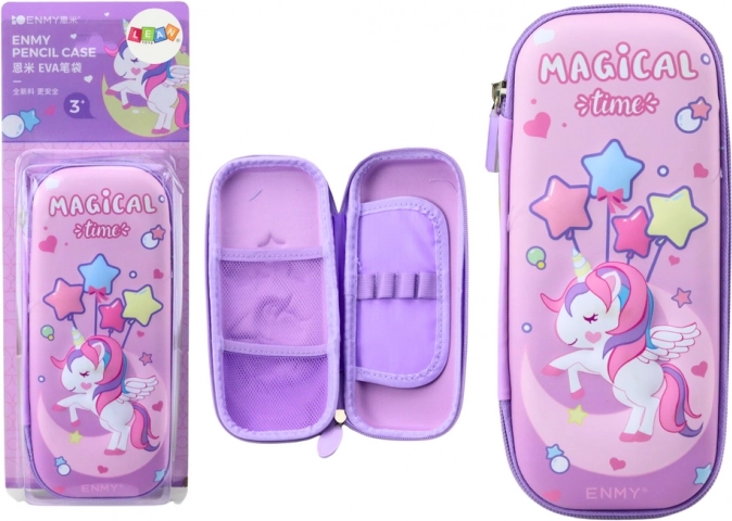 3D piórnik Jednorożec Rozkładany Fioletowy 23x10x5 cm