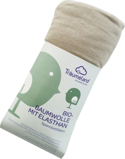 Träumeland prześcieradło z bio bawełny z elastanem do wózka 35 × 78 cm taupe