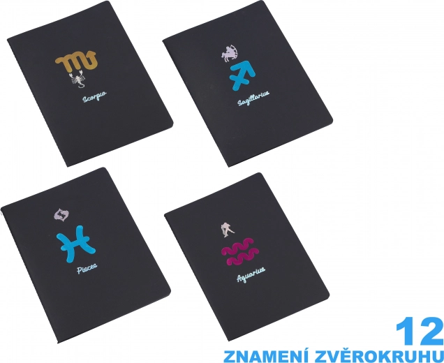 Notatnik Zodiac 18,5x25,5 cm z 26 czarnymi stronami w linię
