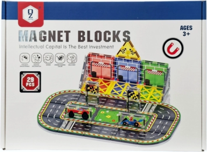Magnetyczne klocki konstrukcyjne – tor wyścigowy - 1 sztuka