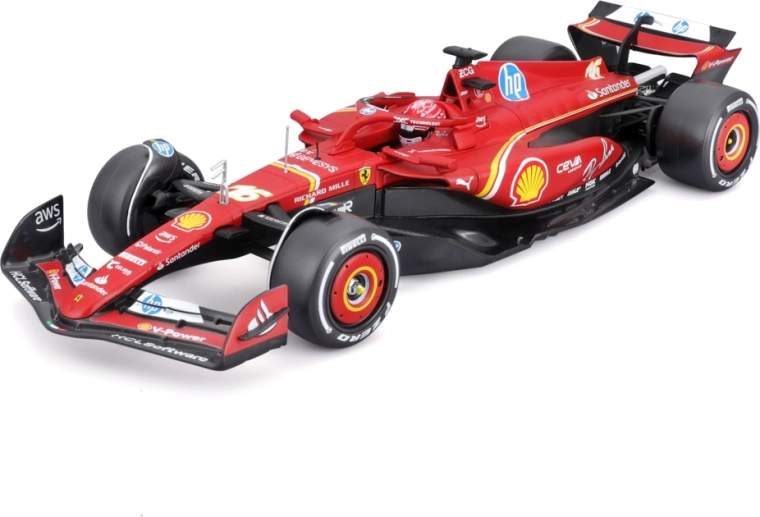 Bburago Ferrari SF-24 (2024) Charles Leclerc 1:24 w akrylowym boxie