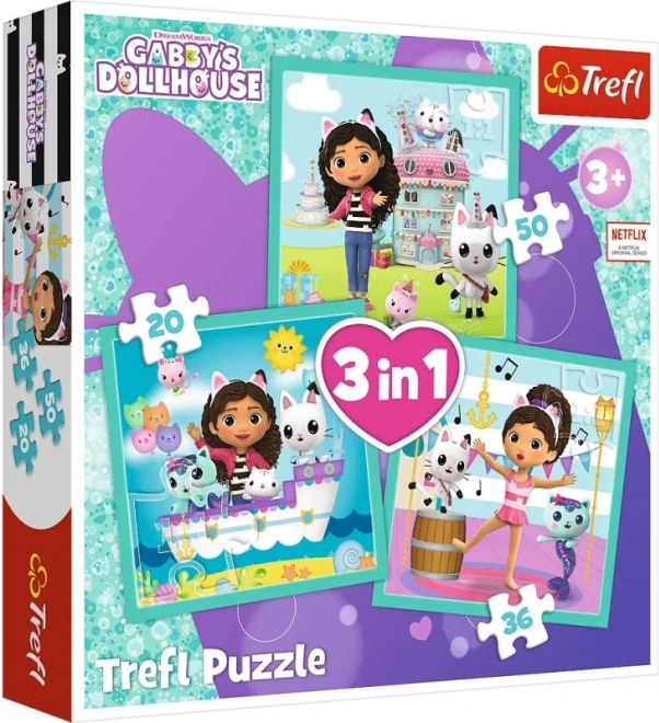 Puzzle 3w1 Koci domek Gabi 3+ Trefl