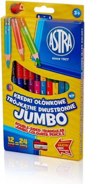 Astra Trójkątne Dwustronne Kredki Jumbo 24 Kolory