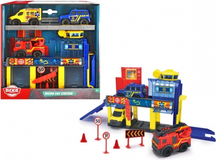 Dickie Toys SOS mini stacja ratunkowa z 3 pojazdami Mercedes‑Benz