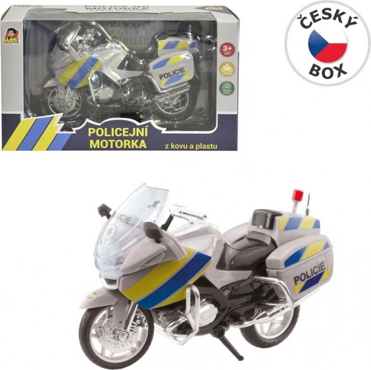 Policyjny motocykl metalowy 18 cm srebrny