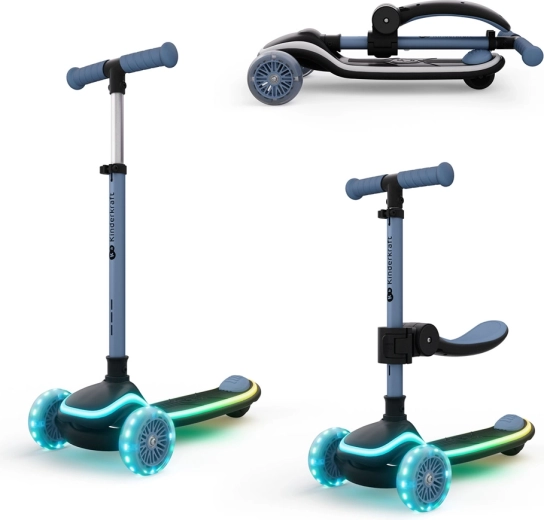 Kinderkraft RAKET UP Blue – hulajnoga dziecięca i jeździk 2w1 z podświetleniem LED