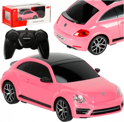 Zdalnie sterowany samochód wyścigowy Rastar Volkswagen Beetle różowy