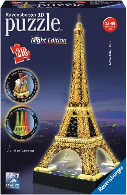 Puzzle 3D Wieża Eiffla Nocą