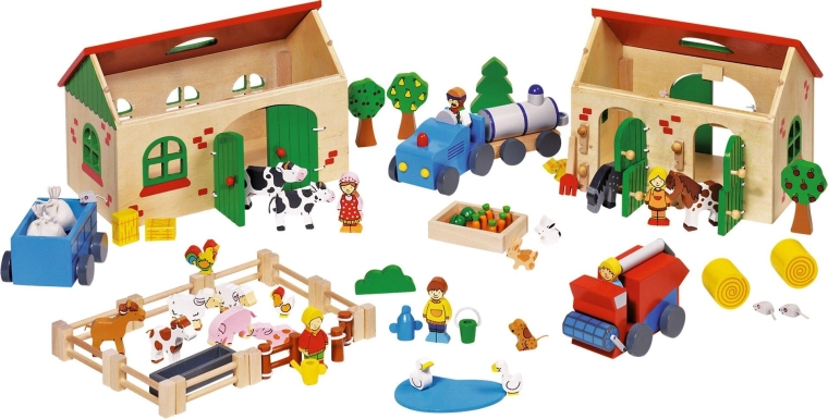 Drewniana farma My Farm – zestaw do zabawy 71 elementów