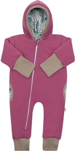 Ocieplany wiosenny kombinezon z kapturem New Baby Spring różowo-fioletowy