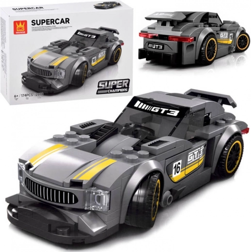 Techniczna układanka sportowy samochód srebrny 174 elementów z naklejkami