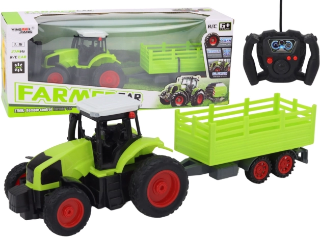 RC traktor z przyczepą 1:16 zielony