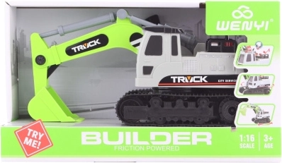 Koparka bateryjna ze dźwiękiem i obrotową kabiną, zielona