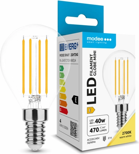 Modee LED żarówka Filament Globe Mini G45 4 W E14, 470 lm, ciepła biel