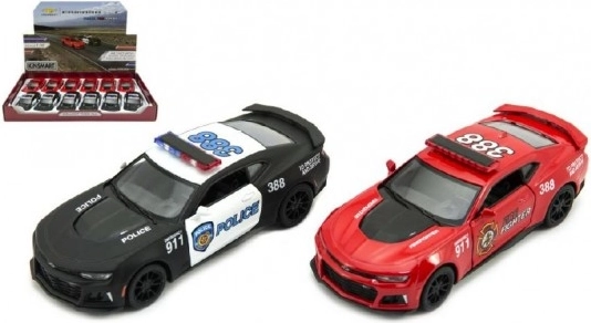Kinsmart Chevrolet Camaro – policyjny i strażacki samochód na napęd wsteczny, 12 cm