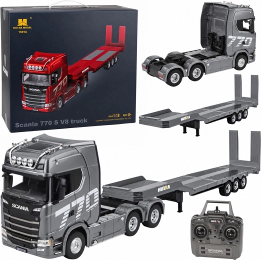 Zdalnie sterowana ciężarówka Scania 770S z naczepą Huina w skali 1:18