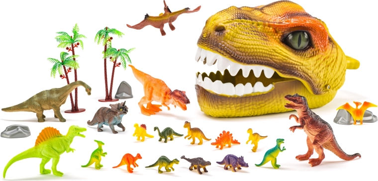 Głowa dinozaura z figurkami – zestaw do zabawy 25 elementów