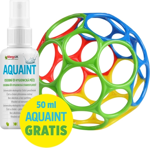 Grzechotka Oball Rattle 10 cm niebieska + Aquaint ekologiczna woda oczyszczająca 50 ml