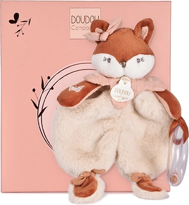 Zestaw prezentowy Doudou – pluszowy lisek Mina z grzechotką 18 cm