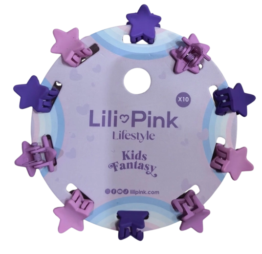 PINK zestaw mini spinek do włosów w kształcie gwiazdek fioletowy i różowy (10 szt.)