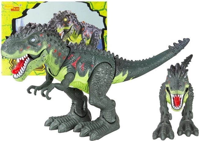 Chodzący dinozaur T‑Rex na baterie ze światłami i dźwiękami – zielony