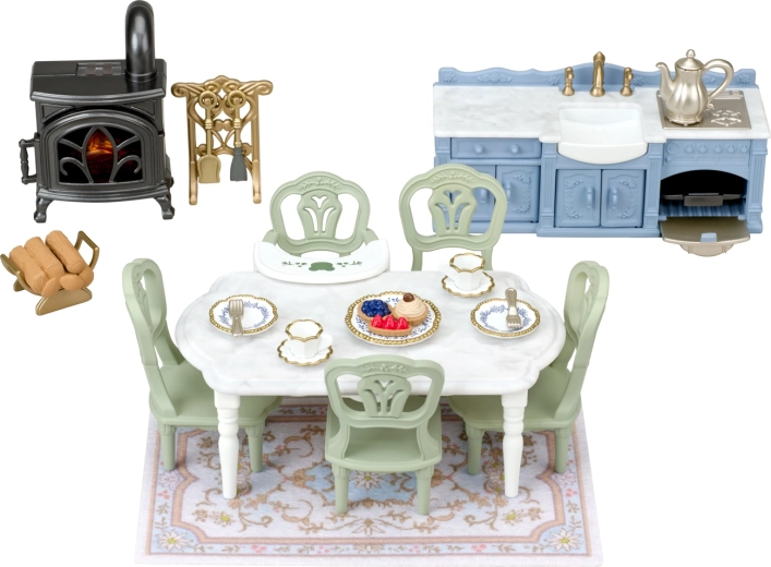 Sylvanian Families elegancka jadalnia z kominkiem