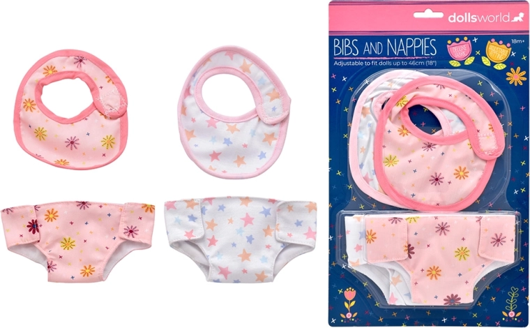 Dolls World śliniaki i pieluszki dla lalek 46 cm