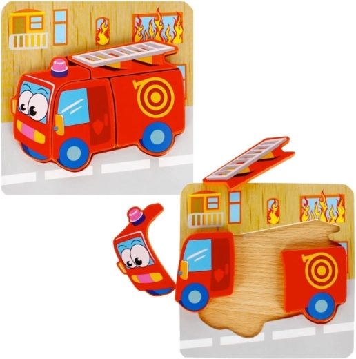 Drewniane edukacyjne puzzle Strażacy