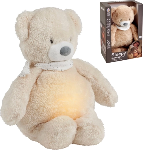 Nattou pluszowy muzyczny usypiacz ze światełkiem i czujnikiem płaczu Sleepy Bear beżowy
