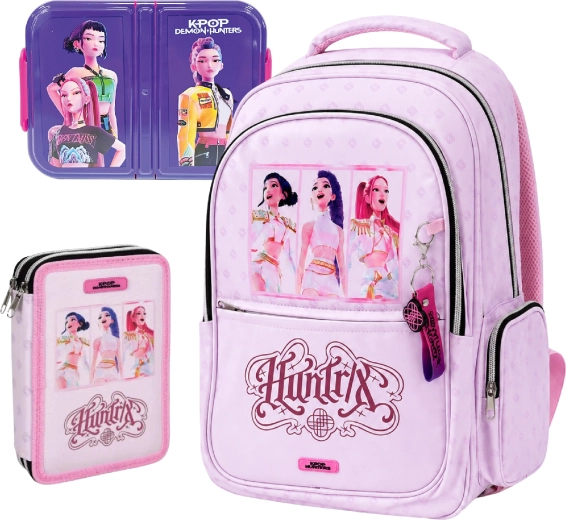 Zestaw szkolny w promocyjnej cenie KPop Demon Hunters Huntrix – plecak, wyposażony piórnik i lunchbox