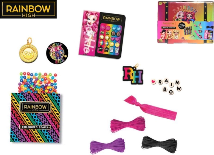 Kreatywny zestaw Rainbow High do tworzenia biżuterii w pudełku do przechowywania