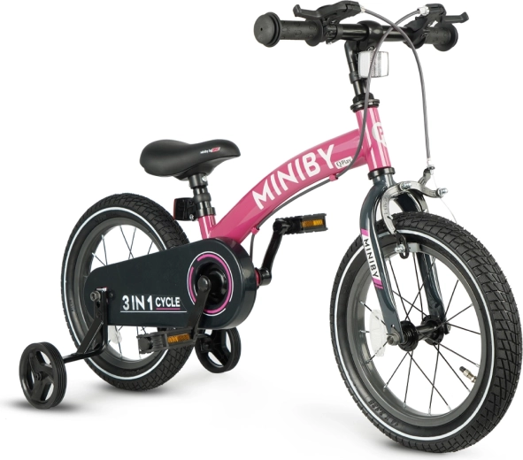 Qplay Miniby 3w1 rower dziecięcy 14" różowy
