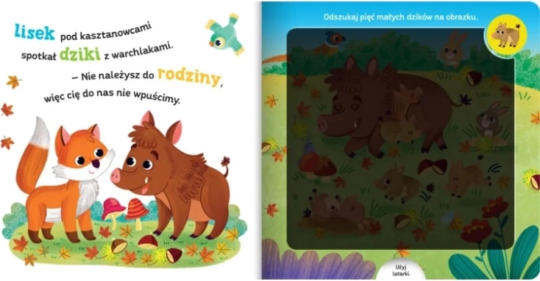 Poszukaj zwierzątek w lesie – książka dziecięca z latarką