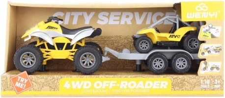 Quad z przyczepą i buggy na baterie ze światłem i dźwiękiem