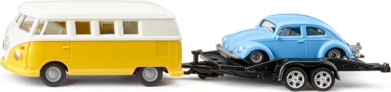 Siku Super – Volkswagen T1 z przyczepą i Garbusem 1:50