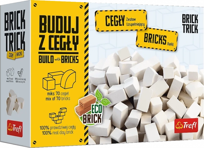 Trefl Brick Trick opakowanie białych cegieł, mix 70 szt.