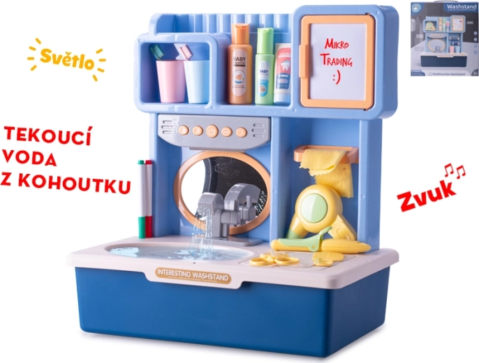 Interaktywna dziecięca umywalka z bieżącą wodą – niebieska