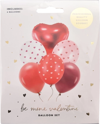 Zestaw walentynkowych balonów (mix lateksowych i foliowych) 6 szt.