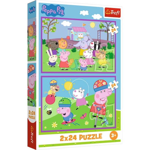 Puzzle 2x24 Peppa na placu zabaw - Peppa Pig