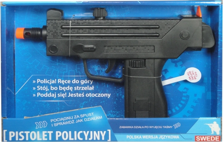 Zabawkowy pistolet policyjny z dźwiękiem i polskim modułem głosowym
