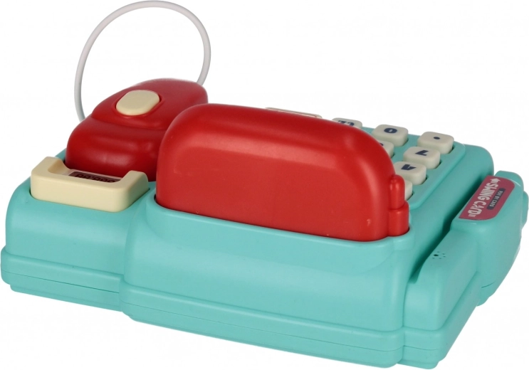 Koszyk z artykułami spożywczymi i pieniądze w zestawie