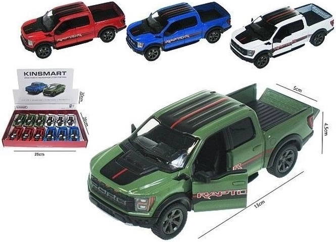 Samochód Ford F-150 Raptor 2022 na napęd pull-back (z mechanizmem bezwładnościowym) z otwieranymi drzwiami