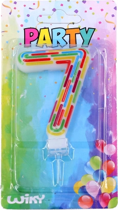 świeczka urodzinowa na tort – cyfra 7, paski